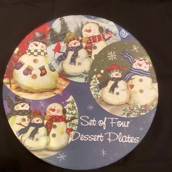 Holiday Magic Snowman Canape Plates -Set of 4 - Picture 2 of 9